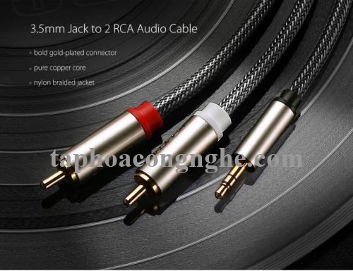 Ugreen 20825 5M màu Đen Cáp âm thanh 2 đầu Bông sen sang 3.5mm Dương đầu bọc nhôm mạ vàng AV135 30020825